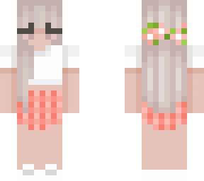 red skirt with white t-shirt and blond hair