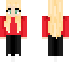 blonde red sweater girl green eyes