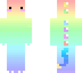 rainbow pastel dino with a tail