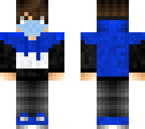 blue, white and black hoodie boy (azure) with mask