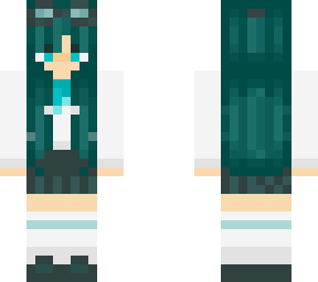 (turquoise??) school girl with goggles