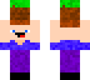cute boy with grass block in it's hands