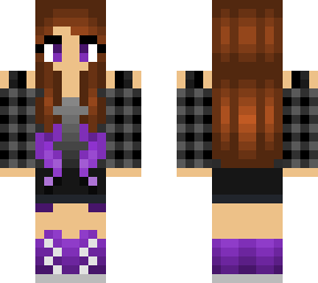 cute brunette girl in grey plad (purple version)