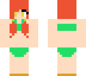 green bikini pig tail hair girl