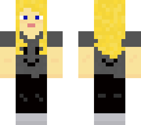 blonde girl in dark colors