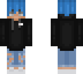 blue hair eboy with hoodie