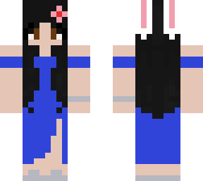 cute bunny girl with blue dress and flower