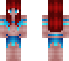 cute short redhead girl - dark blue fade light blue bikini