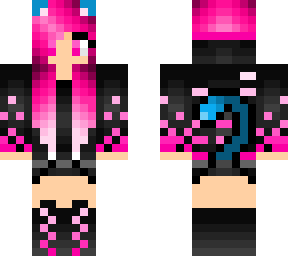 pink and blue cat girl