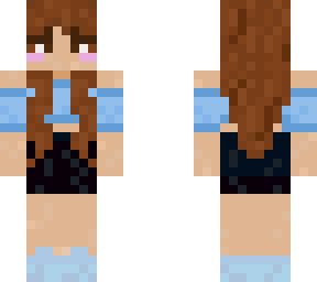 blue crop top - brunette