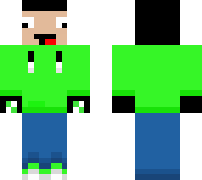 green sweater with derp face but with gloves