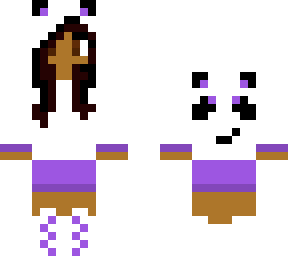 purple brown hair green eyes panda girl edit