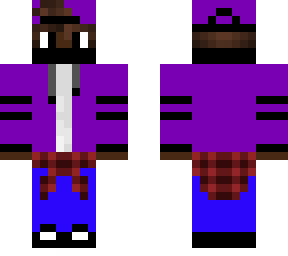 purple jacket with mask and no scarf