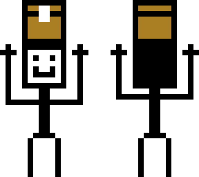 stick man holding chest