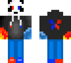 blue and red flame panda