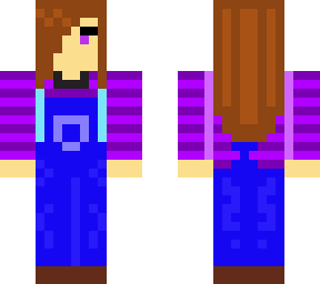 girl with long hair and overalls