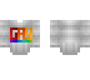 ob - whiteish gray sweater w/ rainbow g@y writing