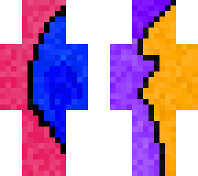 3-d yin-yang/even worlds hot red & blue, lime green & purple