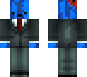 original blue melon skin in suit w/ red tie