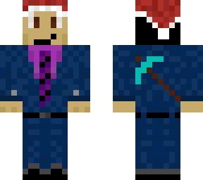blue suit pickaxe man
