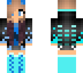 Brunette Tipped hair girl with shade's of blue | Minecraft Skin