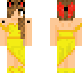 mujer con vestido amarillo