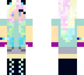 rainbow fox girl with a blue shirt