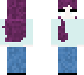 purple haired girl, blue eyes, and a sea green sweatshirt  littleflower2009