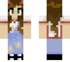 brunette with overalls