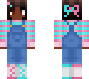 my cute cotton candy girl with overalls uwu