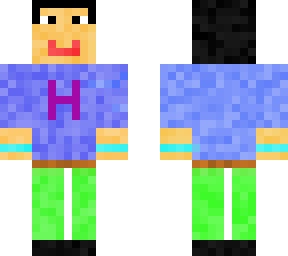 a cool boy with the letter 'h' on his shirt.
