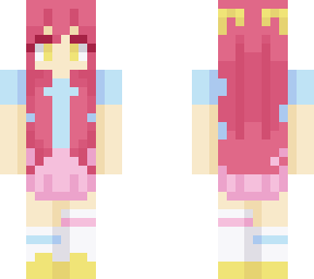 blue, pink and yellow