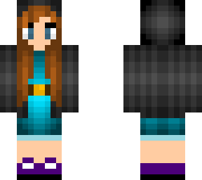 cute girl with black hoodie and teal dress