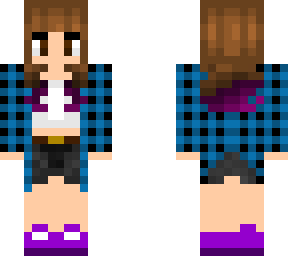 cute girl with purple ombre hair and a blue checker shirt