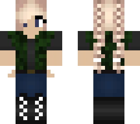 girl w/ braids & camo vest