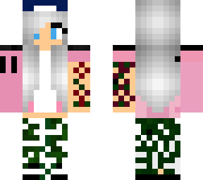 pink pu jacket with army pants (grey hair colour) girls skin