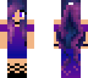 purple hair short long dress girl