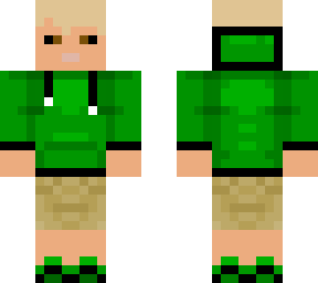 blonde teen boy in green hoodie and khaki shorts (updated)