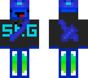 blue neon fade skeppy with crown, sheath, and pvp hoodie