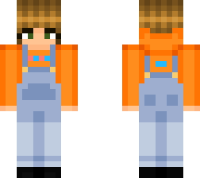 mr.beast merch orange hoodie with dungarees :d