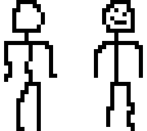 backwards stickman.