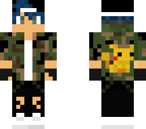 blue hair camo pikachu