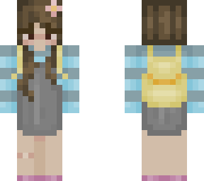 kawaii summer school girl in overalls