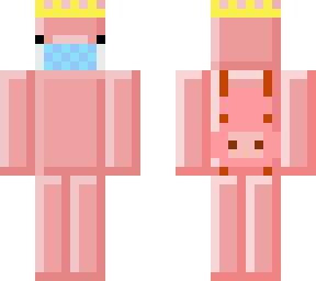 pixel pig with mask and backpack