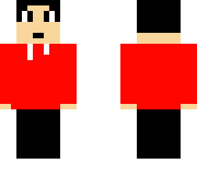 red sweat shirt and black jeans and white pants