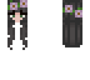 black hair base with purple flower crown
