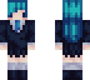 blue haired schoolgirl