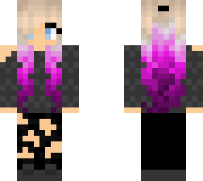 fixed sweater, jeans, & purple hair