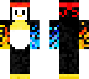 ninja penguin with double flames