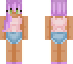 purple hair outfit (take off layer for swimsuit)
